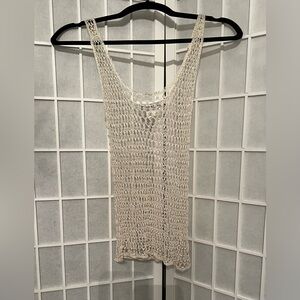 BEBE MODA Cream Pearl Knit Sleeveless Tank Top